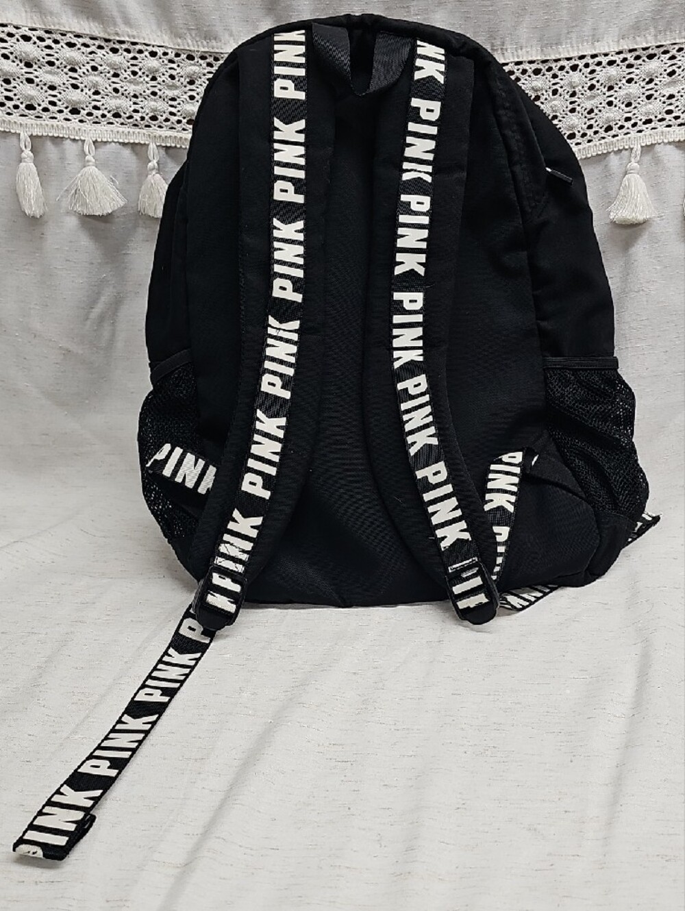 PINK Victoria's Secret Black Backpack with White Logo - Picture 5 of 6